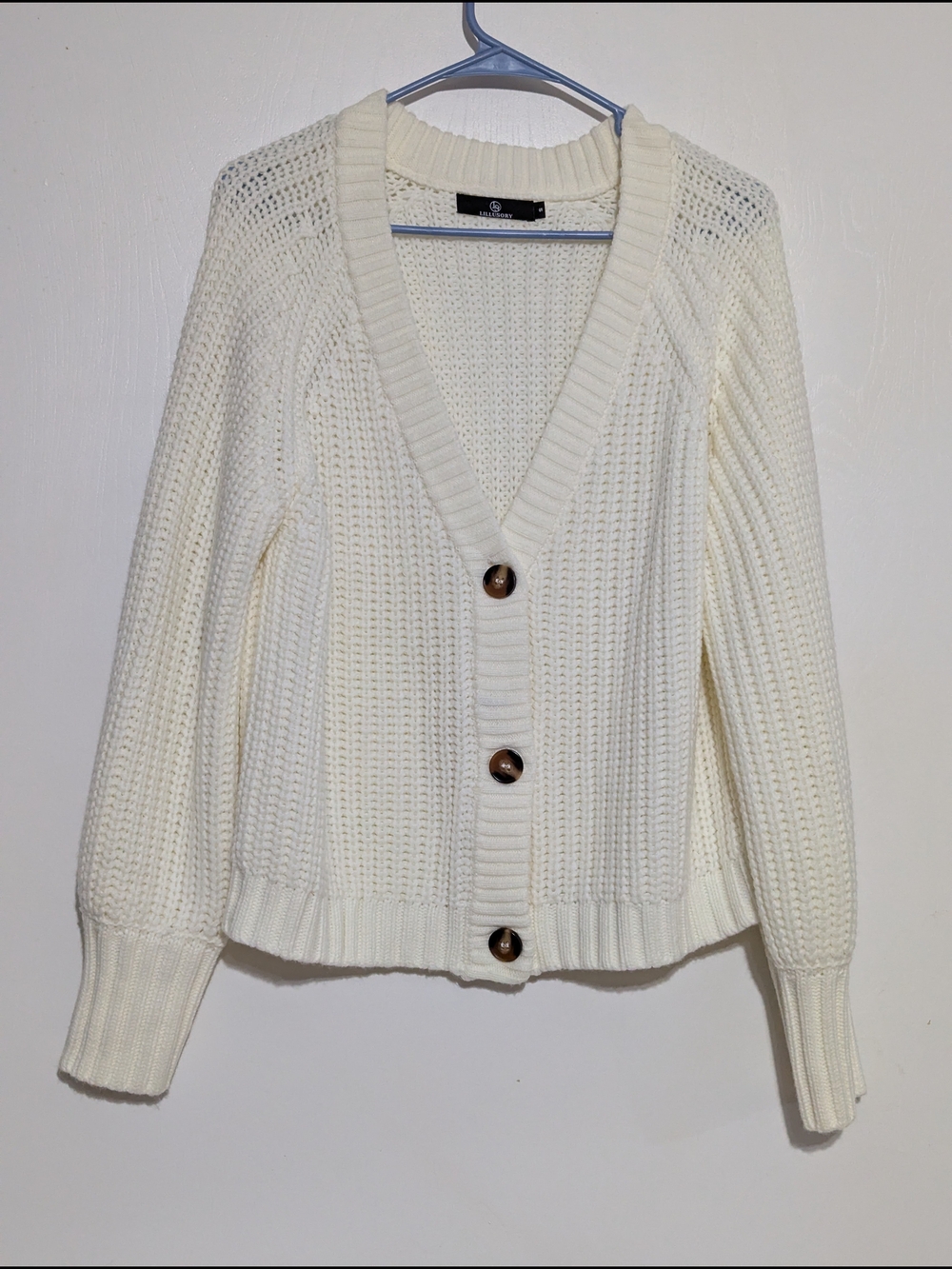 Lillusory Classic Cream Button-Front Knit Cardigan - Women Oversized